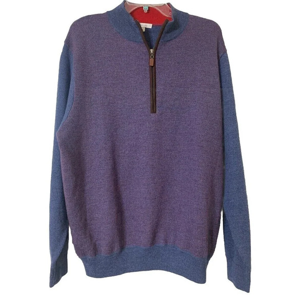 Oliver Ridley 100% Extra Fine Merino Wool 1/4 Zip Casual Or Golf Sweater Size L - Picture 1 of 7